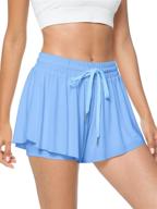 versatile and comfortable: tarse women's 2-in-1 flowy workout shorts with high waist and drawstring - perfect for running and casual wear logo