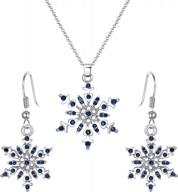 brilove women's crystal snowflake pendant necklace dangle earrings set for winter party gift logo