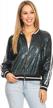 sparkling front-zip track stripe sequin bomber jacket for women by anna-kaci logo