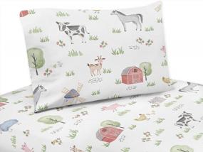 img 2 attached to 🐴 Sweet Jojo Designs Farm Animals Twin Sheet Set - Watercolor Farmhouse 3-Piece Set featuring Horse, Cow, Sheep, and Pig Designs