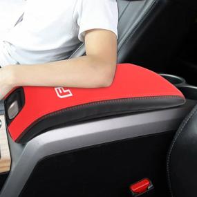 img 4 attached to 🚘 CEBAT Center Console Armrest Box Cover - Protect Your F150 2009-2014 Interior with Anti-Scratch Leather Pad - Stylish Black and Red Interior Decoration Accessories (Not for Jump Seat Console)