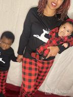 img 1 attached to CARETOO Christmas Family Pajamas Set - Long Sleeve Reindeer Plaid PJs With Striped Kids Homewear For Holiday Sleepwear review by Michael Miles