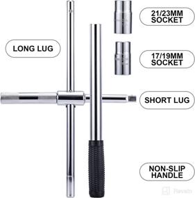 img 2 attached to 🔧 25-inch Telescoping Lug Wrench Set for Automotive Repair - 4-Way Universal Tire Tool with Heavy Duty Tire Nut Wrench and 4 Standard Sockets (17/19, 21/23mm)