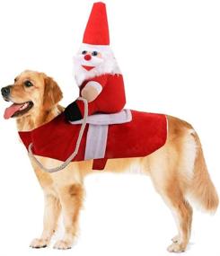 img 4 attached to 🎅 Chnaivy X-Large Christmas Dog Costume - Funny Santa Claus Riding on Dog Pet Outfit for Halloween Party & Christmas Holiday