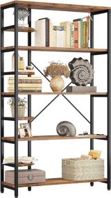 img 2 attached to 8-Tier Rustic Industrial Corner Shelf Bookcase Storage Rack Plant Stand For Living Room, Home Office, Kitchen - IRONCK