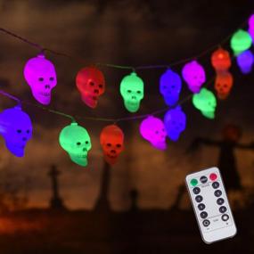 img 4 attached to Spook Up Your Home With ILLUMINEW 30 LED Skull String Lights - Perfect For Halloween Decor!