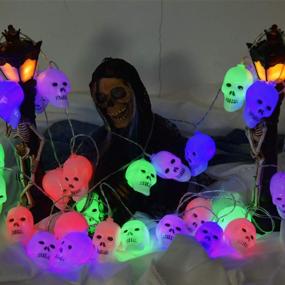 img 2 attached to Spook Up Your Home With ILLUMINEW 30 LED Skull String Lights - Perfect For Halloween Decor!