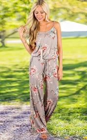 img 3 attached to Floral Printed Jumpsuits For Women With Striped Design And Pockets - Stylish And Comfy!