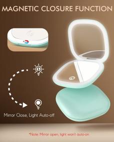 img 3 attached to Portable And Practical: Rechargeable Travel Mirror With Auto-Off Light And Multiple Magnification Options