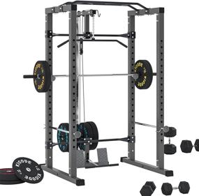 img 4 attached to 1000-Pound Capacity Power Squat Rack - Kicode Heavy Duty Multi-Function Home Gym Exercise Bench Press Weightlifting Workout Station