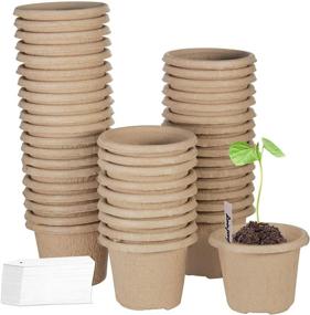 img 4 attached to ZOUTOG 60-Pack 4 Inch Round Biodegradable Peat Pots For Seed Starting In Garden, Greenhouse, Or Nursery With Bonus Plant Labels