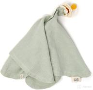 🌿 indi by kishu baby - organic paci blanket: secure baby's pacifier with gots certified organic cotton muslin mini blanket in sage logo