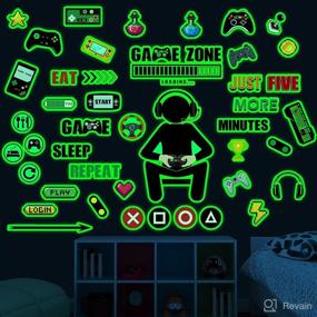 img 4 attached to Gamer Room Decor: Glow in the Dark Gaming Wall Decals for Ultimate Game Enthusiasts – Perfect for Boys Room, Boys Room Video Game Controller Wall Stickers, Game Zone Eat Sleep Game Wall Decals for Kids Girls Teens Bedroom Playroom Decor