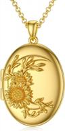 personalized solid gold and gold-plated oval locket necklace with picture holder - choose from sunflower or starburst design - soulmeet 10k, 14k, 18k - perfect gift logo