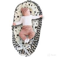 👶 black & white bm best morrison baby lounger - soft and lightweight newborn baby essentials - portable & 3d high density padding baby nest sleeper 31.5 × 19.6 inches, 0-12 months logo