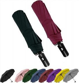img 4 attached to Компактный дорожный зонт Siepasa из 2 предметов: ветрозащитный, защищенный от ультрафиолета, водонепроницаемый, с 8 ребрами, с тефлоновым покрытием — кнопка автоматического открывания и закрывания