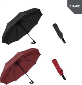 img 3 attached to 2-Pack Siepasa Compact Travel Umbrella: Windproof, Anti-UV, Waterproof, 8-Ribs, Teflon Coated – Automatic Open & Close Button