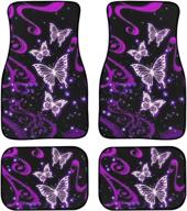 joylamoria sparkling butterfly car carpet automotive floor mat set of 4 for ultimate comfort, print auto foot pads logo