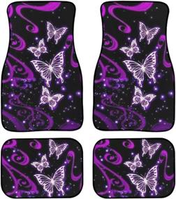 img 4 attached to JoyLamoria Sparkling Butterfly Car Carpet Automotive Floor Mat Set of 4 for Ultimate Comfort, Print Auto Foot Pads