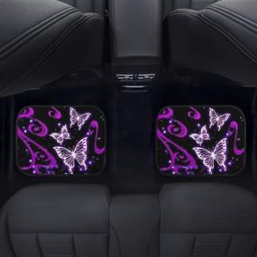 img 1 attached to JoyLamoria Sparkling Butterfly Car Carpet Automotive Floor Mat Set of 4 for Ultimate Comfort, Print Auto Foot Pads