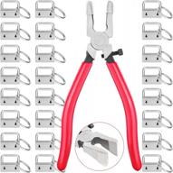 50pcs shynek key fob hardware set with pliers tool for wristlet and keychain clamp supplies, 1 inch logo