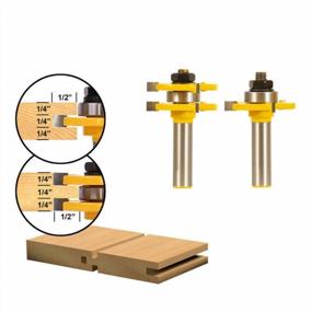 img 2 attached to Tatoko 2 Piece Tongue & Groove Router Bit Set - Wood Door Flooring 3 Teeth Adjustable, 1/2 Inch Shank T Shape Milling Cutter For Woodworking Projects.