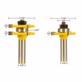 img 1 attached to Tatoko 2 Piece Tongue & Groove Router Bit Set - Wood Door Flooring 3 Teeth Adjustable, 1/2 Inch Shank T Shape Milling Cutter For Woodworking Projects.