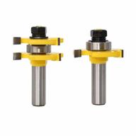 tatoko 2 piece tongue & groove router bit set - wood door flooring 3 teeth adjustable, 1/2 inch shank t shape milling cutter for woodworking projects. logo