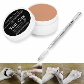 img 4 attached to Wismee Scar Wax(1.6 Oz) Special Effects Makeup Kit Modeling Putty Wax Set With Spatula Tool Cosmetics Mixer Professional Movies Halloween Stage Fake Scar Wound Skin Wax Suitable For Darker Skin Tones