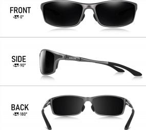 img 3 attached to Black Blue Polarized Sunglasses For Men: Al-Mg Metal Frame For Sport And Driving, UV Protection By BIRCEN