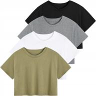 👚 xelky womens crop casual tops tshirt: loose fit cotton workout tees for yoga and running (4 pack) logo