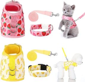 img 4 attached to 🍌 Small Size Cat Harness and Leash Set - Escape Proof Pet Vest for Outdoor Training and Walking - Strawberry & Banana Design