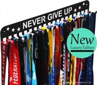 showcase your victories with our never give up premium medal display hanger: 20 hooks, 16inchl, and simple design for gymnastics, race, soccer, swim and more! logo