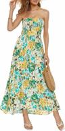 boho floral maxi dress: strapless, off-shoulder, perfect for beach or party, women's summer sundress логотип