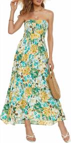 img 3 attached to Boho Floral Maxi Dress: Strapless, Off-Shoulder, Perfect For Beach Or Party, Women'S Summer Sundress