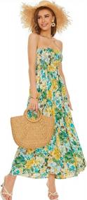 img 2 attached to Boho Floral Maxi Dress: Strapless, Off-Shoulder, Perfect For Beach Or Party, Women'S Summer Sundress