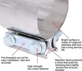 img 2 attached to 🔧 High-Quality Acylph 2.75" Stainless Steel Butt Joint Band Exhaust Clamp with I Block: Efficient and Durable Solution