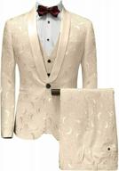 premium slim fit floral paisley tuxedo suit set for prom, wedding, or groomsmen - includes blazer, vest, and pants logo