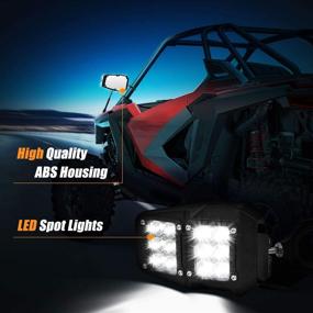 img 2 attached to 🔦 Enhanced Visibility UTV Roll Bar Mirrors with LED Spot Light for Polaris, Yamaha Rhino, Honda Pioneer, and More!