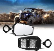 🔦 enhanced visibility utv roll bar mirrors with led spot light for polaris, yamaha rhino, honda pioneer, and more! логотип