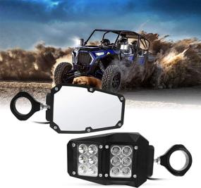 img 4 attached to 🔦 Enhanced Visibility UTV Roll Bar Mirrors with LED Spot Light for Polaris, Yamaha Rhino, Honda Pioneer, and More!