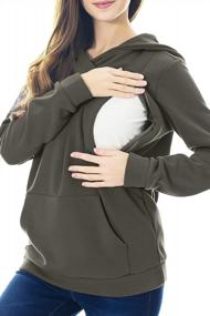 img 3 attached to Maternity Nursing Hoodie With Kangaroo Pocket And Fleece Lining For Women By Smallshow