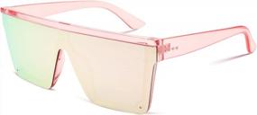 img 4 attached to Trendy Futuristic FEISEDY Oversized Square Visor Sunglasses For Women And Men - UV400 Protection B2470