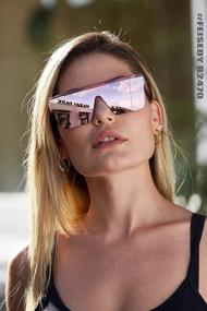 img 2 attached to Trendy Futuristic FEISEDY Oversized Square Visor Sunglasses For Women And Men - UV400 Protection B2470