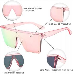 img 1 attached to Trendy Futuristic FEISEDY Oversized Square Visor Sunglasses For Women And Men - UV400 Protection B2470