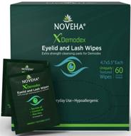 👁️ naturally remove demodex mites and relieve itchy eyes with noveha demodex eyelid & lash wipes - box of 60 individually wrapped cleansing wipes logo