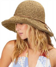 img 4 attached to Stay Protected In Style: Women'S UPF 50+ Foldable Straw Sun Hat With Wide Brim For Summer Beach Days