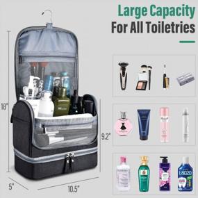img 3 attached to Toiletry Bag, VAGREEZ Upgraded Large Hanging Travel Toiletry Organizer Kit With Heavy-Duty Zippers Waterproof Comestic Bag Dop Kit For Women Men