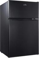 compact 3.1 cu.ft fridge with dual doors & true freezer - willz wlr31tbk, adjustable thermostat & reversible doors, sleek black design logo