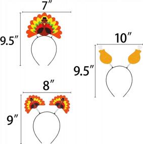 img 2 attached to Thanksgiving Turkey Headband Party Boppers - Set Of 6 Festive Decorations For Head Accessories